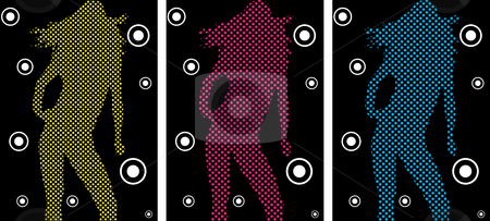 To use this stock image in your creative project, please select the size you need over to the right and click the "Add to Cart" button.
Your downloaded image will come with the Cutcaster watermark removed so don’t worry about the watermark you see on this page. Disco Stripes Girl Colors stock vector clipart, Music Funky Retro Girl Silhouette with Dots by Augusto Cabral Graphiste Rennes