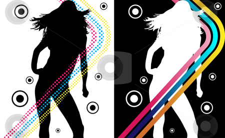 To use this stock image in your creative project, please select the size you need over to the right and click the "Add to Cart" button.
Your downloaded image will come with the Cutcaster watermark removed so don’t worry about the watermark you see on this page. Disco Stripes Girl stock vector clipart, Music Funky Retro Girl Silhouette with Stripes by Augusto Cabral Graphiste Rennes