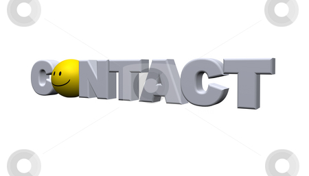 To use this stock image in your creative project, please select the size you need over to the right and click the "Add to Cart" button.
Your downloaded image will come with the Cutcaster watermark removed so don’t worry about the watermark you see on this page. Contact stock photo, The word contact with a smiley - 3d illustration by J?