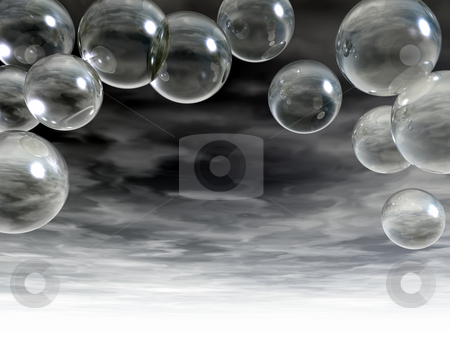 To use this stock image in your creative project, please select the size you need over to the right and click the "Add to Cart" button.
Your downloaded image will come with the Cutcaster watermark removed so don’t worry about the watermark you see on this page. Bubbles stock photo, Flying bubbles in front of abstract cloudy sky - 3d illustration by J?