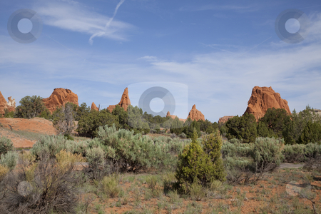 To use this stock image in your creative project, please select the size you need over to the right and click the "Add to Cart" button.
Your downloaded image will come with the Cutcaster watermark removed so don’t worry about the watermark you see on this page. Kodachrome Basin stock photo, View of the red rock formations in Kodachrome Basin with blue skys and clouds by Mark Smith