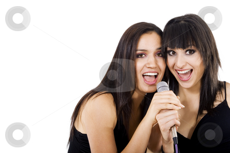 To use this stock image in your creative project, please select the size you need over to the right and click the "Add to Cart" button.
Your downloaded image will come with the Cutcaster watermark removed so don’t worry about the watermark you see on this page. Singers stock photo, Stock photo of two girls singing, isolated on white with copy space by iodrakon