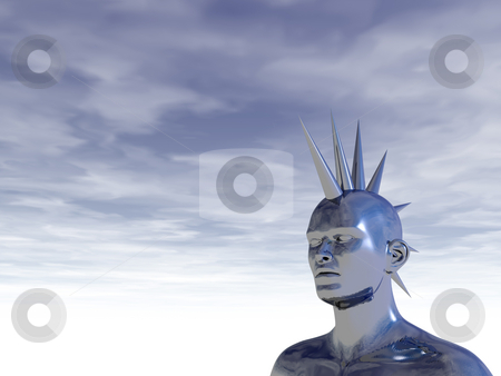 To use this stock image in your creative project, please select the size you need over to the right and click the "Add to Cart" button.
Your downloaded image will come with the Cutcaster watermark removed so don’t worry about the watermark you see on this page. Mohawk stock photo, Chrome man figure in mohawk style - 3d illustration by J?