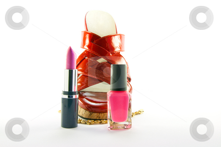 To use this stock image in your creative project, please select the size you need over to the right and click the "Add to Cart" button.
Your downloaded image will come with the Cutcaster watermark removed so don’t worry about the watermark you see on this page. Red Shoe, Lipstick, Nail Polish and Bracelet stock photo, Single red shoe with lipstick, nail polish and gold bracelet with clipping path on a white background by Keith Wilson