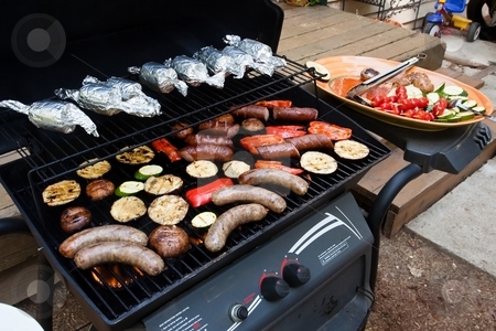 To use this stock image in your creative project, please select the size you need over to the right and click the "Add to Cart" button.
Your downloaded image will come with the Cutcaster watermark removed so don’t worry about the watermark you see on this page. Garden grilling stock photo, Grilling is a form of cooking that involves dry radiant heat from above or below, and takes place on a grill or griddle by Mariusz Jurgielewicz