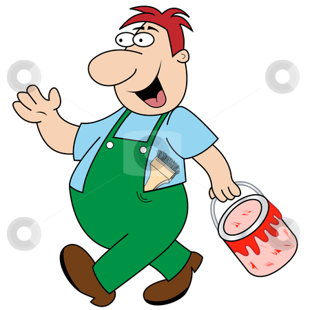 To use this stock image in your creative project, please select the size you need over to the right and click the "Add to Cart" button.
Your downloaded image will come with the Cutcaster watermark removed so don’t worry about the watermark you see on this page. Workman Carrying Paint Pot stock vector clipart, Happy painter and decorator cartoon character walking to his next job holding a pot of red paint. Paint brush stuck down his overalls. by toots77