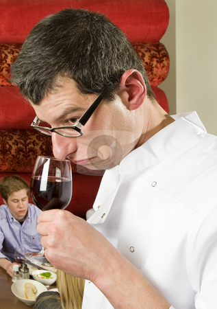 To use this stock image in your creative project, please select the size you need over to the right and click the "Add to Cart" button.
Your downloaded image will come with the Cutcaster watermark removed so don’t worry about the watermark you see on this page. Wine waiter savouring wine stock photo, Wine waiter savouring wine in a restaurant witch customers on the background by Corepics VOF