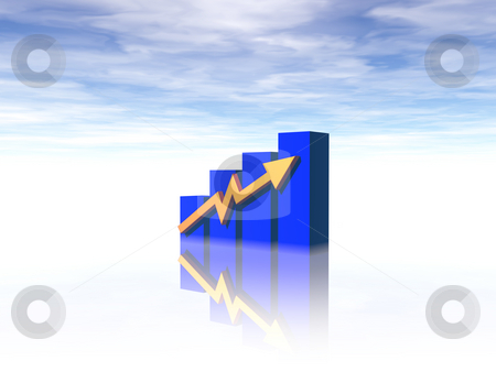 To use this stock image in your creative project, please select the size you need over to the right and click the "Add to Cart" button.
Your downloaded image will come with the Cutcaster watermark removed so don’t worry about the watermark you see on this page. Business chart stock photo, Business graph on cloudy background - 3d illustration by J?