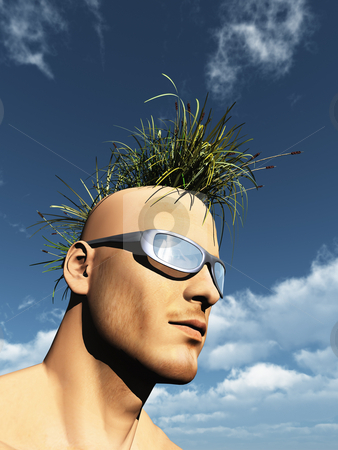 To use this stock image in your creative project, please select the size you need over to the right and click the "Add to Cart" button.
Your downloaded image will come with the Cutcaster watermark removed so don’t worry about the watermark you see on this page. Grass mohawk stock photo, Human head with grass mohawk hair - 3d illustration by J?