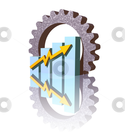 To use this stock image in your creative project, please select the size you need over to the right and click the "Add to Cart" button.
Your downloaded image will come with the Cutcaster watermark removed so don’t worry about the watermark you see on this page. Industry report stock photo, Business graph and gear on black background - 3d illustration by J?