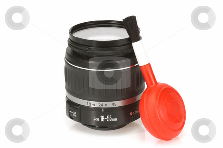 To use this stock image in your creative project, please select the size you need over to the right and click the "Add to Cart" button.
Your downloaded image will come with the Cutcaster watermark removed so don’t worry about the watermark you see on this page. Camera equipment stock photo, Camera lens and a blow brush on bright background by Birgit Reitz-Hofmann