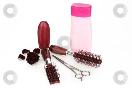 To use this stock image in your creative project, please select the size you need over to the right and click the "Add to Cart" button.
Your downloaded image will come with the Cutcaster watermark removed so don’t worry about the watermark you see on this page. Hair beauty stock photo, Shampoo and hairbrush on bright background by Birgit Reitz-Hofmann