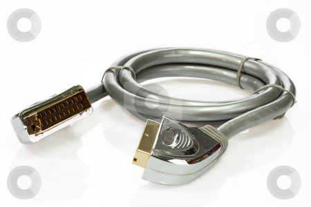 To use this stock image in your creative project, please select the size you need over to the right and click the "Add to Cart" button.
Your downloaded image will come with the Cutcaster watermark removed so don’t worry about the watermark you see on this page. Scart cable stock photo, Scart cable over white background by Birgit Reitz-Hofmann