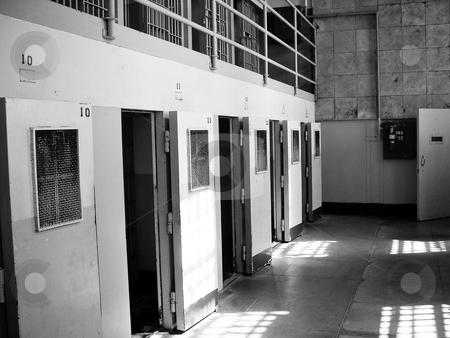 To use this stock image in your creative project, please select the size you need over to the right and click the "Add to Cart" button.
Your downloaded image will come with the Cutcaster watermark removed so don’t worry about the watermark you see on this page. Inside Alcatraz stock photo, View of Alcatraz prison cells with open doors by Jaime Pharr