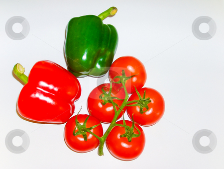 To use this stock image in your creative project, please select the size you need over to the right and click the "Add to Cart" button.
Your downloaded image will come with the Cutcaster watermark removed so don’t worry about the watermark you see on this page. Bell peppers and tomatoes stock photo, Bell peppers and vine tomatoes by Jaime Pharr