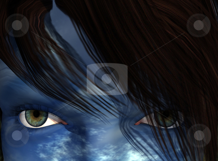To use this stock image in your creative project, please select the size you need over to the right and click the "Add to Cart" button.
Your downloaded image will come with the Cutcaster watermark removed so don’t worry about the watermark you see on this page. Blue face stock photo, Woman with blue cloudy face - 3d illustration by J?