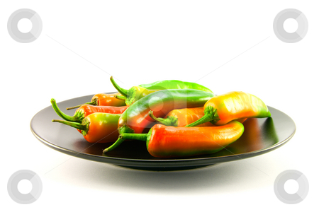 To use this stock image in your creative project, please select the size you need over to the right and click the "Add to Cart" button.
Your downloaded image will come with the Cutcaster watermark removed so don’t worry about the watermark you see on this page. Chillis on a Black Plate stock photo, Red and green chillis on a black plate with clipping path on a white background by Keith Wilson