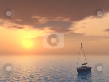 To use this stock image in your creative project, please select the size you need over to the right and click the "Add to Cart" button.
Your downloaded image will come with the Cutcaster watermark removed so don’t worry about the watermark you see on this page. Boat stock photo, A yacht in the sunset - 3d illustration by J?
