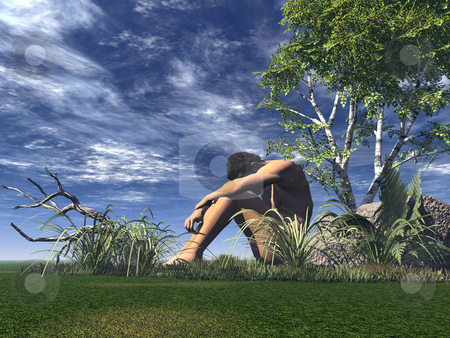 To use this stock image in your creative project, please select the size you need over to the right and click the "Add to Cart" button.
Your downloaded image will come with the Cutcaster watermark removed so don’t worry about the watermark you see on this page. Alone stock photo, Lonely man on a green field - 3d illustration by J?