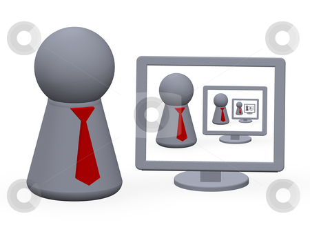 To use this stock image in your creative project, please select the size you need over to the right and click the "Add to Cart" button.
Your downloaded image will come with the Cutcaster watermark removed so don’t worry about the watermark you see on this page. Infinitely stock photo, Computer monitor and ply figure with red tie by J?