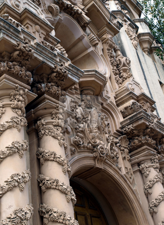 To use this stock image in your creative project, please select the size you need over to the right and click the "Add to Cart" button.
Your downloaded image will come with the Cutcaster watermark removed so don’t worry about the watermark you see on this page. Ornate building facade in Balboa Park stock photo, Close-up detail of ornate building facade in Balboa Park, California by Jill Reid