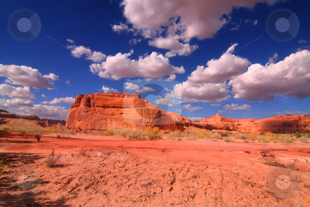 To use this stock image in your creative project, please select the size you need over to the right and click the "Add to Cart" button.
Your downloaded image will come with the Cutcaster watermark removed so don’t worry about the watermark you see on this page. Arches National Park stock photo, View of the red rock formations in Arches National Park with blue sky by Mark Smith