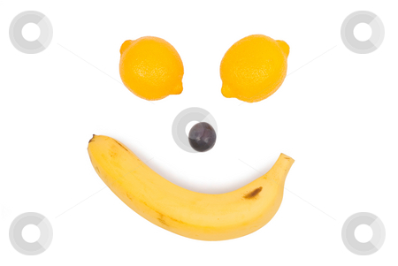 To use this stock image in your creative project, please select the size you need over to the right and click the "Add to Cart" button.
Your downloaded image will come with the Cutcaster watermark removed so don’t worry about the watermark you see on this page. Fruit like man's face. Lemon, banana and grape stock photo, Lemon, banana and grape as man's face by Lawren
