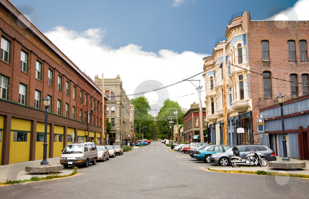 To use this stock image in your creative project, please select the size you need over to the right and click the "Add to Cart" button.
Your downloaded image will come with the Cutcaster watermark removed so don’t worry about the watermark you see on this page. Port Townsend stock photo, Buildings in downtown Port Townsend, Washington. by Travis Manley