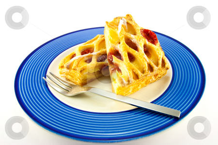 To use this stock image in your creative project, please select the size you need over to the right and click the "Add to Cart" button.
Your downloaded image will come with the Cutcaster watermark removed so don’t worry about the watermark you see on this page. Raspberry Danish on a Plate stock photo, Raspberry and custard danish on a blue and white plate with a fork on a white background by Keith Wilson