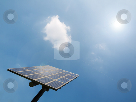 To use this stock image in your creative project, please select the size you need over to the right and click the "Add to Cart" button.
Your downloaded image will come with the Cutcaster watermark removed so don’t worry about the watermark you see on this page. Solar panel stock photo, Solar panel under blue sky with sun flare by Laurent Dambies