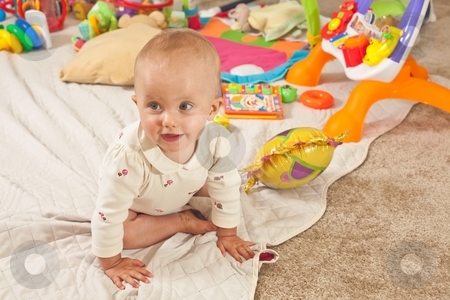 To use this stock image in your creative project, please select the size you need over to the right and click the "Add to Cart" button.
Your downloaded image will come with the Cutcaster watermark removed so don’t worry about the watermark you see on this page. Playing on the floor stock photo, Caucasian baby girl playing on a floor. by Mariusz Jurgielewicz