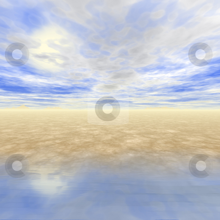 To use this stock image in your creative project, please select the size you need over to the right and click the "Add to Cart" button.
Your downloaded image will come with the Cutcaster watermark removed so don’t worry about the watermark you see on this page. 3D Seascape stock photo, 3D generated seascape with fluffy clouds and sun. by Todd Arena
