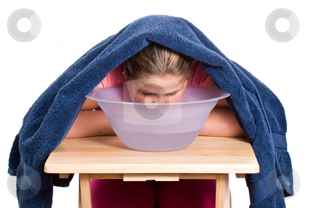 To use this stock image in your creative project, please select the size you need over to the right and click the "Add to Cart" button.
Your downloaded image will come with the Cutcaster watermark removed so don’t worry about the watermark you see on this page. Sick Kid stock photo, A sick kid with a stuffy nose is trying to solve her problem with some steamy water, isolated against a white background by Richard Nelson