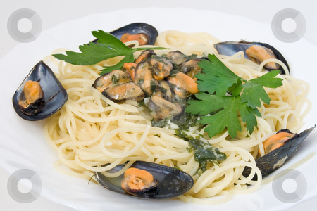 To use this stock image in your creative project, please select the size you need over to the right and click the "Add to Cart" button.
Your downloaded image will come with the Cutcaster watermark removed so don’t worry about the watermark you see on this page. Spaghetti With Mussels stock photo, Spaghetti with mussels cooked with lightly garlic onion and parsley by ANTONIO SCARPI