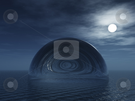 To use this stock image in your creative project, please select the size you need over to the right and click the "Add to Cart" button.
Your downloaded image will come with the Cutcaster watermark removed so don’t worry about the watermark you see on this page. Abstract bubble at night stock photo, Glass dome at the ocean - 3d illustration by J?