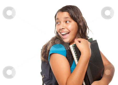 To use this stock image in your creative project, please select the size you need over to the right and click the "Add to Cart" button.
Your downloaded image will come with the Cutcaster watermark removed so don’t worry about the watermark you see on this page. Pretty Hispanic Girl with Books and Backpack stock photo, Pretty Hispanic Girl Looking Back with Books and Backpack Ready for School Isolated on a White Background. by Andy Dean