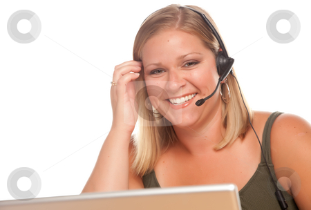 To use this stock image in your creative project, please select the size you need over to the right and click the "Add to Cart" button.
Your downloaded image will come with the Cutcaster watermark removed so don’t worry about the watermark you see on this page. Attractive Customer Support Woman Smiles stock photo, Attractive businesswoman smiles as she talks on her phone headset. by Andy Dean