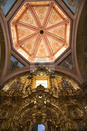 To use this stock image in your creative project, please select the size you need over to the right and click the "Add to Cart" button.
Your downloaded image will come with the Cutcaster watermark removed so don’t worry about the watermark you see on this page. Pink Dome Golden Altar Santa Clara Church Convent Queretaro Mexi stock photo, Pink Dome Golden Altar, Santa Clara Church, Temple, Templo de Santa Clara de Assis, Queretaro, Mexico by William Perry