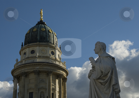 To use this stock image in your creative project, please select the size you need over to the right and click the "Add to Cart" button.
Your downloaded image will come with the Cutcaster watermark removed so don’t worry about the watermark you see on this page. German Cathedral And Friedrich Schiller stock photo, The view of the German Cathedral at Gendarmenmarkt square at Berlin Germany. Was shot in 05.09.2007
The Gendarmenmarkt is a square in Berlin, and the site of the Konzerthaus and the French and German Cathedrals. The centre of the Gendarmenmarkt is crowned by a statue of Germany's poet Friedrich Schiller. by Sergey Kuznetsov