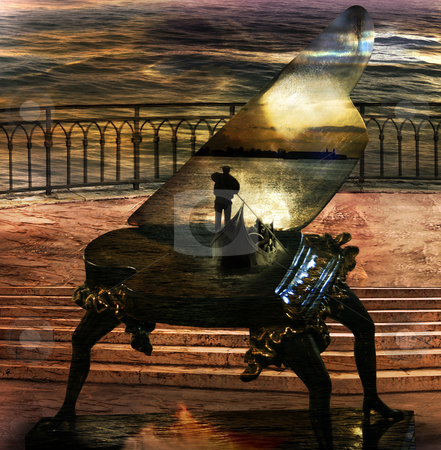 To use this stock image in your creative project, please select the size you need over to the right and click the "Add to Cart" button.
Your downloaded image will come with the Cutcaster watermark removed so don’t worry about the watermark you see on this page. Gondolier`s Sonata stock photo, Italian imagination collage surrealism collection of surreal by Desislava Draganova