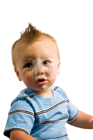 To use this stock image in your creative project, please select the size you need over to the right and click the "Add to Cart" button.
Your downloaded image will come with the Cutcaster watermark removed so don’t worry about the watermark you see on this page. Baby Boy Portrait Isolated stock photo, A portrait of a cute nine month old baby boy isolated on a while background. by Travis Manley