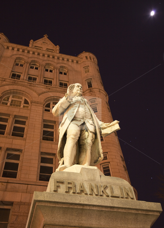 To use this stock image in your creative project, please select the size you need over to the right and click the "Add to Cart" button.
Your downloaded image will come with the Cutcaster watermark removed so don’t worry about the watermark you see on this page. Benjamin Franklin Statue Old Post Office Building Washington DC stock photo, Benjamin Franklin Statue Old Post Office Building Pennsylvania Ave Washington DC with stars, planets, moon and orion constellation in the background by William Perry