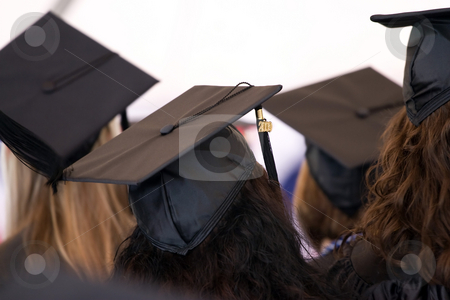 To use this stock image in your creative project, please select the size you need over to the right and click the "Add to Cart" button.
Your downloaded image will come with the Cutcaster watermark removed so don’t worry about the watermark you see on this page. Group of Graduates stock photo, A group of college or high school graduates wearing the traditional cap and gown. Shallow depth of field. by Todd Arena
