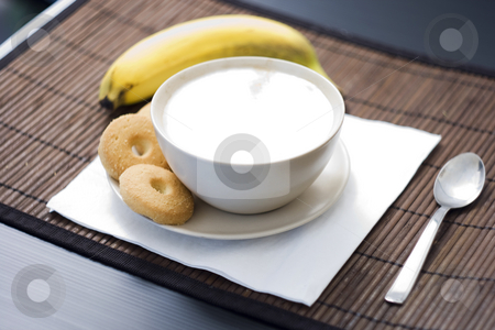 To use this stock image in your creative project, please select the size you need over to the right and click the "Add to Cart" button.
Your downloaded image will come with the Cutcaster watermark removed so don’t worry about the watermark you see on this page. Breakfast stock photo, Breakfast with a cup of cappuccino with four biscuits and a banana by Fabio Alcini