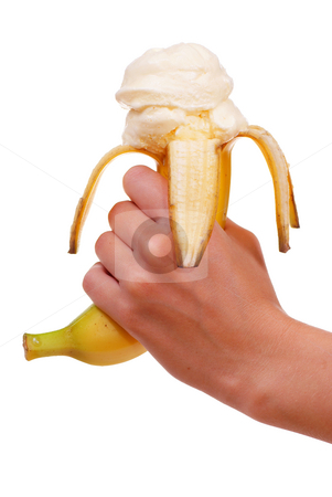 To use this stock image in your creative project, please select the size you need over to the right and click the "Add to Cart" button.
Your downloaded image will come with the Cutcaster watermark removed so don’t worry about the watermark you see on this page. Ice cream stock photo, ice cream in banana on white background by Jolanta Dabrowska