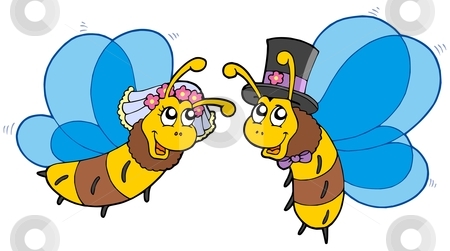 To use this stock image in your creative project, please select the size you need over to the right and click the "Add to Cart" button.
Your downloaded image will come with the Cutcaster watermark removed so don’t worry about the watermark you see on this page. Honey bees wedding couple stock vector clipart, Honey bees wedding couple - vector illustration. by Klara Viskova