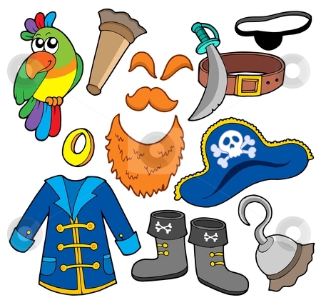 To use this stock image in your creative project, please select the size you need over to the right and click the "Add to Cart" button.
Your downloaded image will come with the Cutcaster watermark removed so don’t worry about the watermark you see on this page. Pirate clothes collection stock vector clipart, Pirate clothes collection - vector illustration. by Klara Viskova