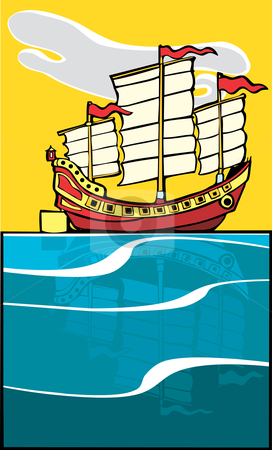 To use this stock image in your creative project, please select the size you need over to the right and click the "Add to Cart" button.
Your downloaded image will come with the Cutcaster watermark removed so don’t worry about the watermark you see on this page. Chinese Junk stock vector clipart, Chinese Junk on ocean with reflection on the water. by Jeffrey Thompson