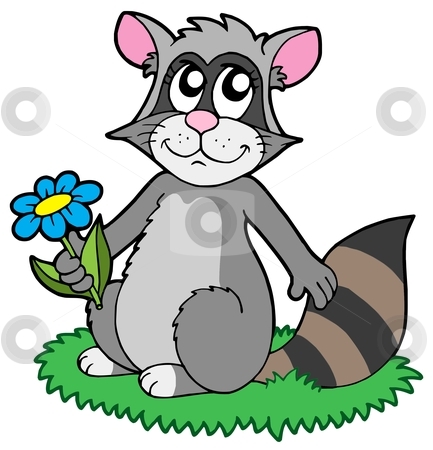 To use this stock image in your creative project, please select the size you need over to the right and click the "Add to Cart" button.
Your downloaded image will come with the Cutcaster watermark removed so don’t worry about the watermark you see on this page. Cartoon racoon with flower stock vector clipart, Cartoon racoon with flower - vector illustration. by Klara Viskova