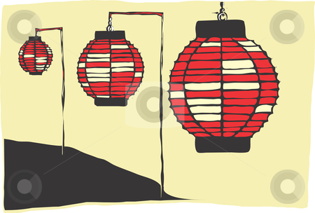 To use this stock image in your creative project, please select the size you need over to the right and click the "Add to Cart" button.
Your downloaded image will come with the Cutcaster watermark removed so don’t worry about the watermark you see on this page. Paper Lanterns stock vector clipart, Three Paper Lanterns on a Japanese hillside. by Jeffrey Thompson